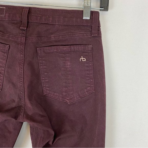 Rag & Bone Burgundy Devi Ankle Zip Skinny Jean Size 25 - Picture 9 of 13